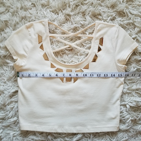 Bongo cream short sleeve crop top metallic embellishment - Picture 6 of 7